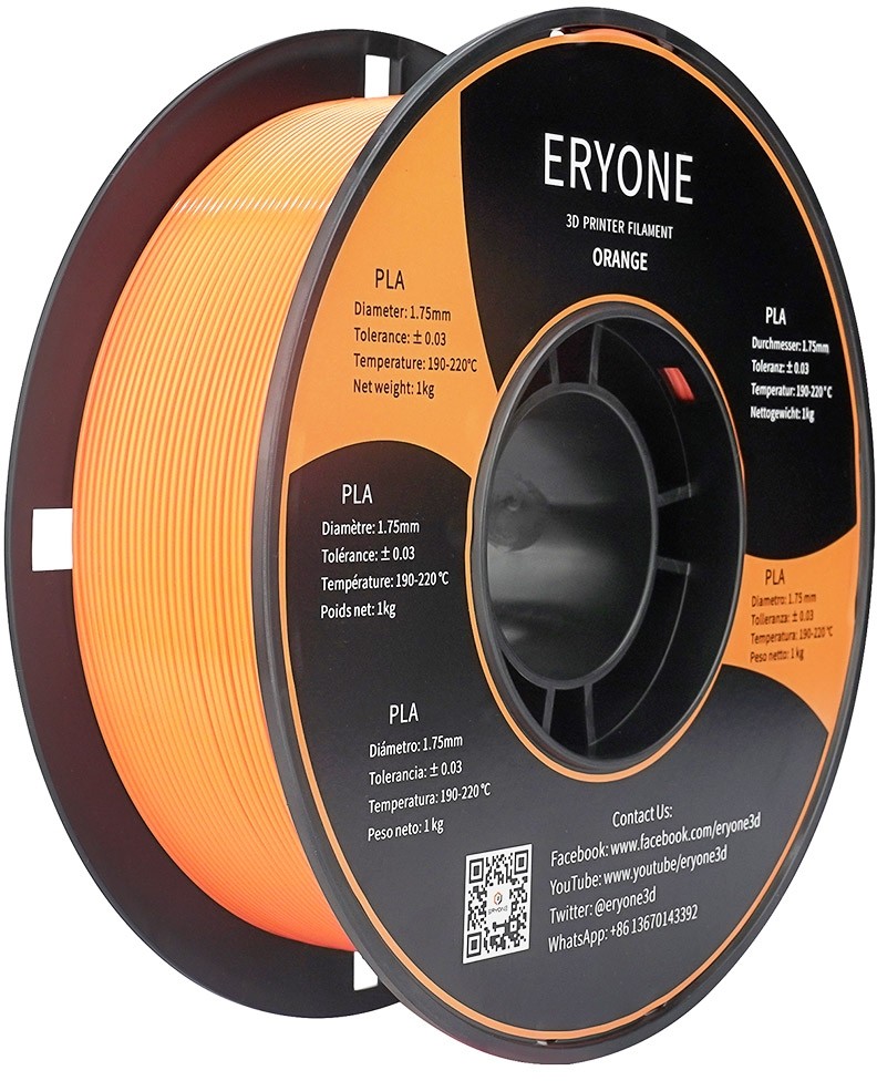 ERYONE ERYONE PLA Filament for 3D Printer 1.75mm Tolerance 0.03mm 1kg (2.2LBS)/Spool - Orange 795736EUDF