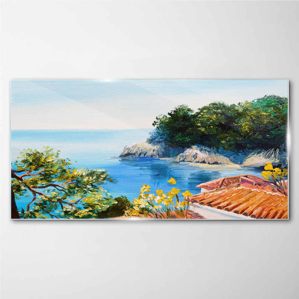 PL Coloray Obraz na Szkle gałęzie drzewa morze niebo 120x60cm