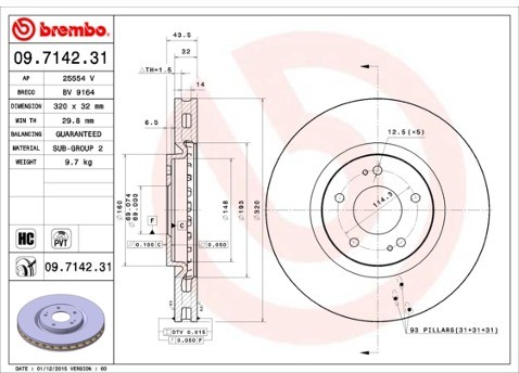 BREMBO Tarcza hamulcowa 09.7142.31