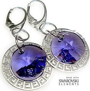Swarovski ozdobne kolczyki KOLORY SREBRO
