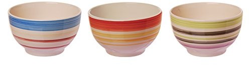 Excelsa zestaw 3 miseczek dekoracja paski, ceramika, wielokolorowy 44390