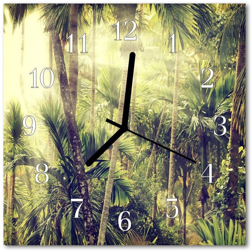 tulup pl Zegar szklany kwadratowy Palmy 30x30cm