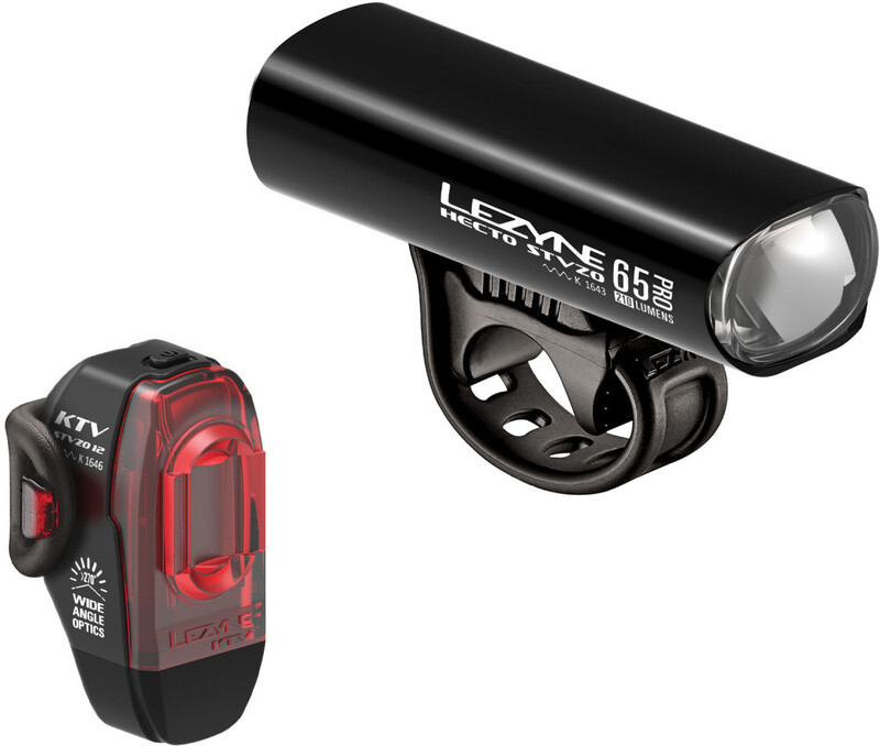 LEZYNE Hecto Pro 65/KTV Drive Zestaw oświetlenia na USB, black 2021 Lampki na baterie zestawy 452000023