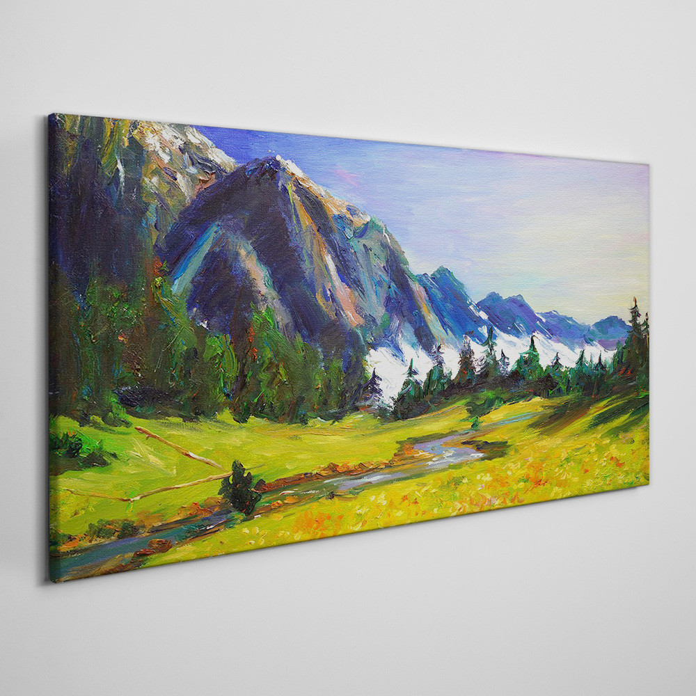 PL Coloray Obraz Canvas łąka las góry niebo 100x50cm