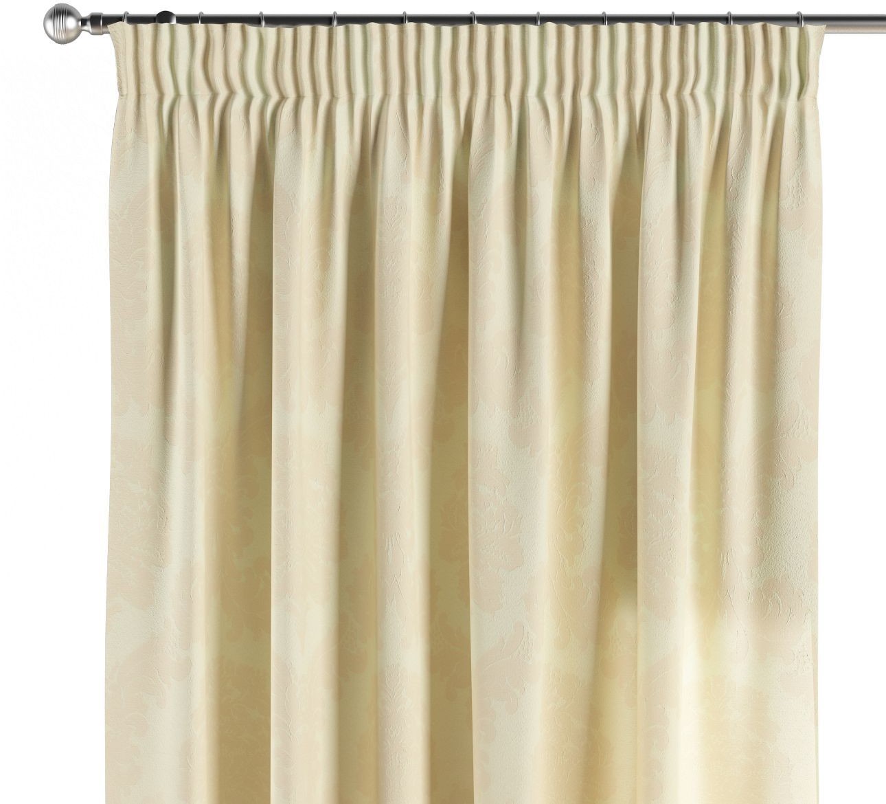 Dekoria Zasłona na taśmie marszczącej 1 szt. ecru 1szt 130 × 260 cm Damasco 300-613-01