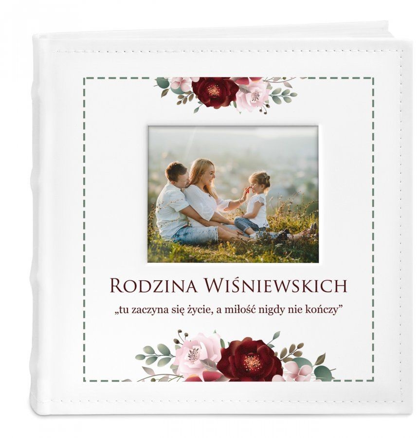 NA Murrano Album mały z oknem nadruk dedykacja dla pary ślub rocznicę pa ALB-SO-WH-UV-037