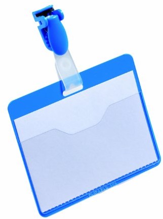 DURABLE tabliczką na nazwisko (z klipsem, 60 X 90 MM, tworzywo sztuczne) opakowanie po 25 sztuk, niebieski 810606