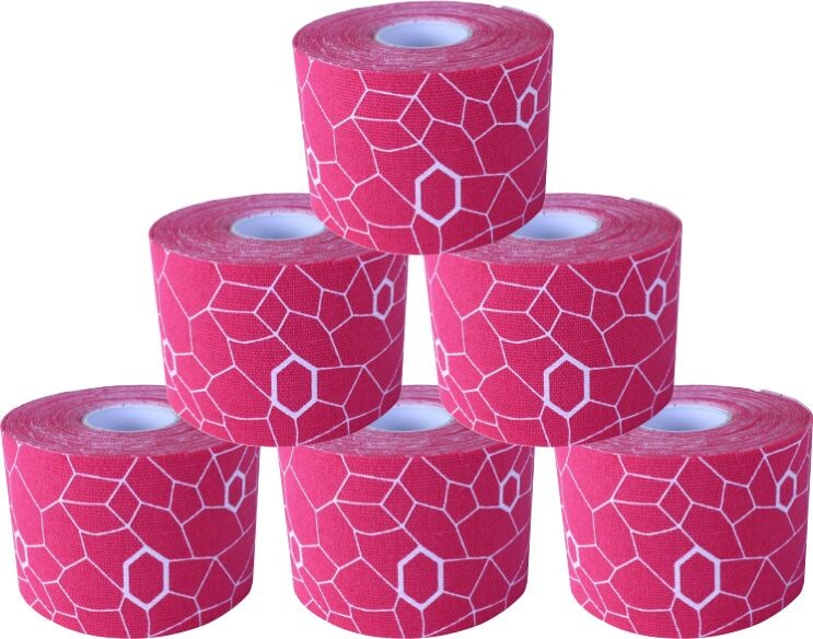 Thera-Band Theraband [hygenic Corporation XactStretch 12930 taśma do kinesiotapingu 5cm rolka 5m różowo-biała op. 6 rolek 12930 6 rolek