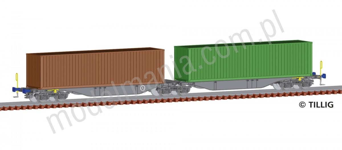 Tillig Wagon towarowy kontenerowy typ Sggmrss z ładunkiem, PKP Cargo 18061