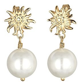 Elli Kolczyki damskie Edelweiss Wiesn biżuteria  srebro wysokiej próby 925, pozłacane 0304462116