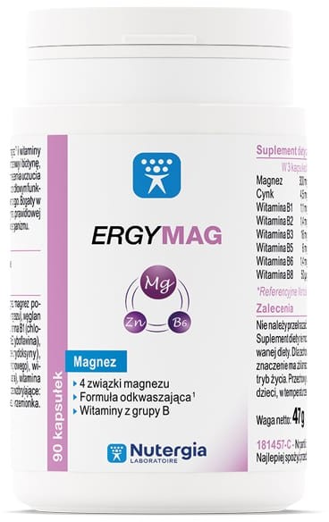 Nutergia ERGYMAG Nutergia 4 Związki Magnezu, Cynk, Wit B 90k