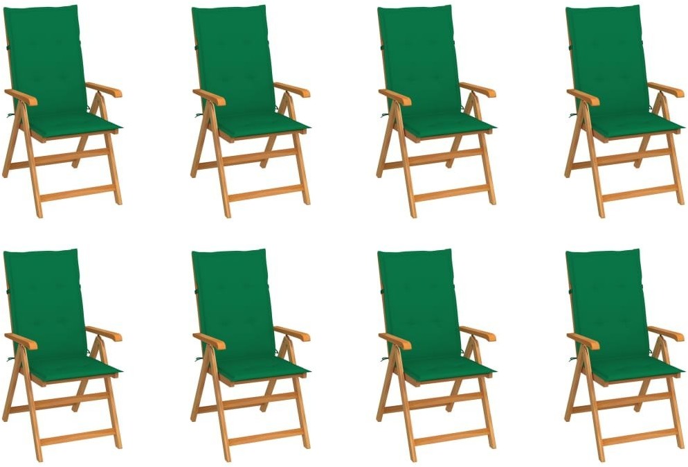 vidaXL Rozkładane krzesła ogrodowe z poduszkami, 8 szt., drewno tekowe! 3072546