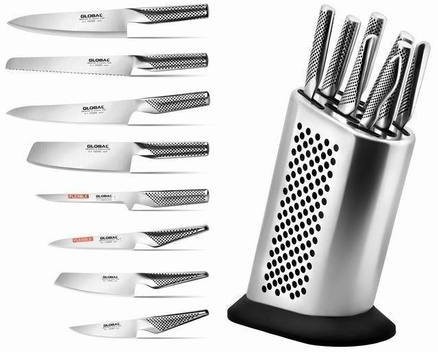 Global 8-częściowy zestaw z blokiem na noże G-888KB/BD