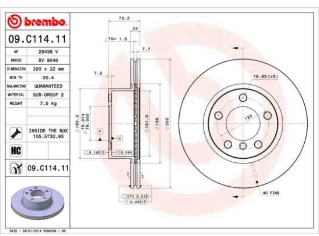 BREMBO Tarcza hamulcowa 09.C114.11