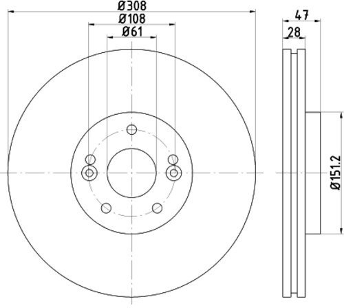 HELLA Pagid 8DD 355 113-741 tarcza hamulcowa, oś przednia, zestaw składający się z 1 tarczy hamulcowej 355113741