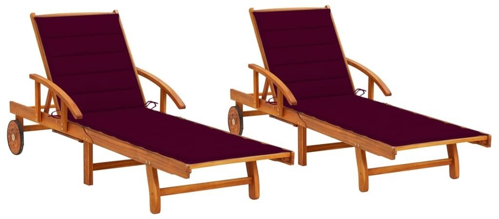 vidaXL Leżaki z poduszkami, 2 szt., lite drewno akacjowe! 3077339