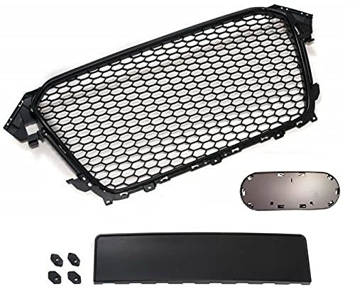 goingfast Pasuje do Audi A4 B8 przedni grill o strukturze plastra miodu, uchwyt na emblemat czarny 13-16 1122055