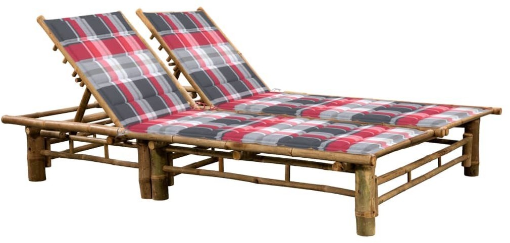 vidaXL 2-osobowy leżak z poduszkami, bambusowy 3063958