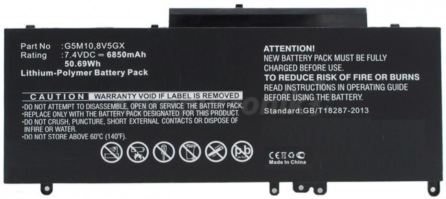 microbattery Laptop Battery for Dell 51Wh Li-Pol 7.4V 6460mAh Black Latitude 15 5000 Latitude 3150 Latitude 3160 Latitude E5250 451-BBUQ
