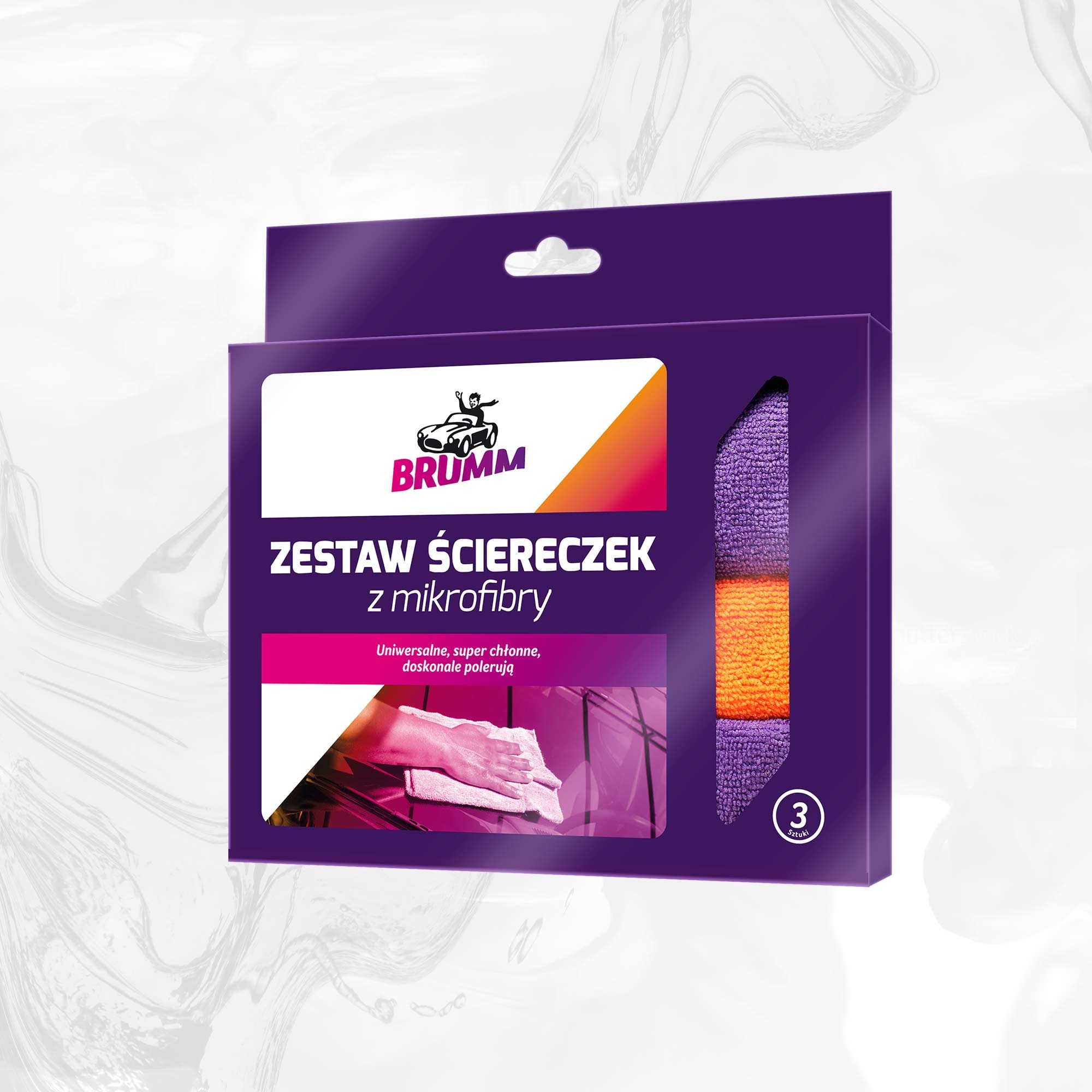 BRUMM Zestaw ściereczek samochodowych z mikrofibry 3 sztuki
