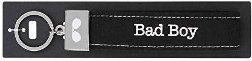 Depesche Breloczek do kluczy z filcu, z wygrawerowanym metalowym zamknięciem i kultowym nadrukiem, Bad Boy, czarny, ok. 18,7 x 4,4 x 1 cm 004298-049