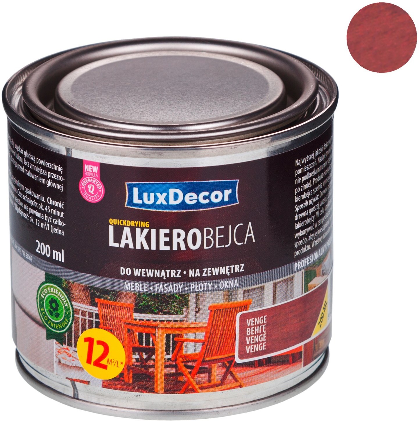 LuxDecor Lakierobejca do drewna wenge 200 ml