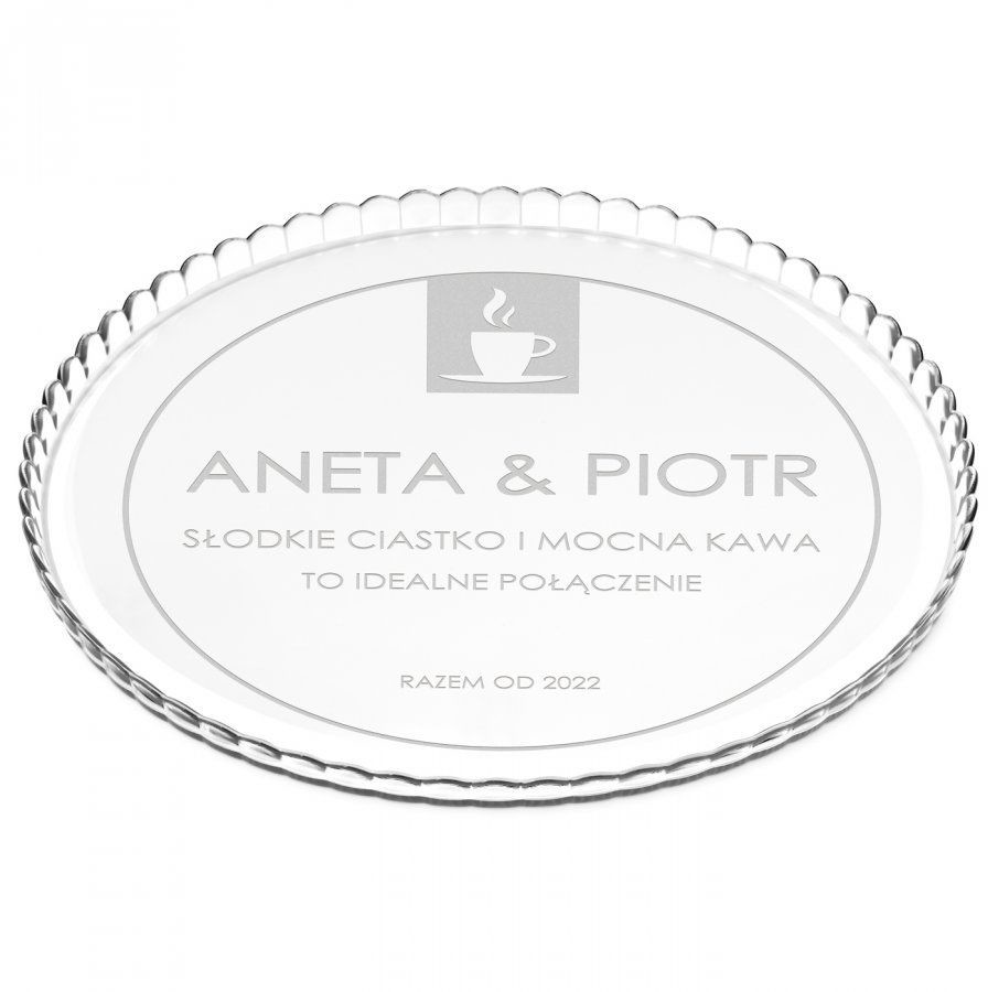 Murrano Patera szklana bez nóżki grawer dla pary ślub rocznica PATR2-006