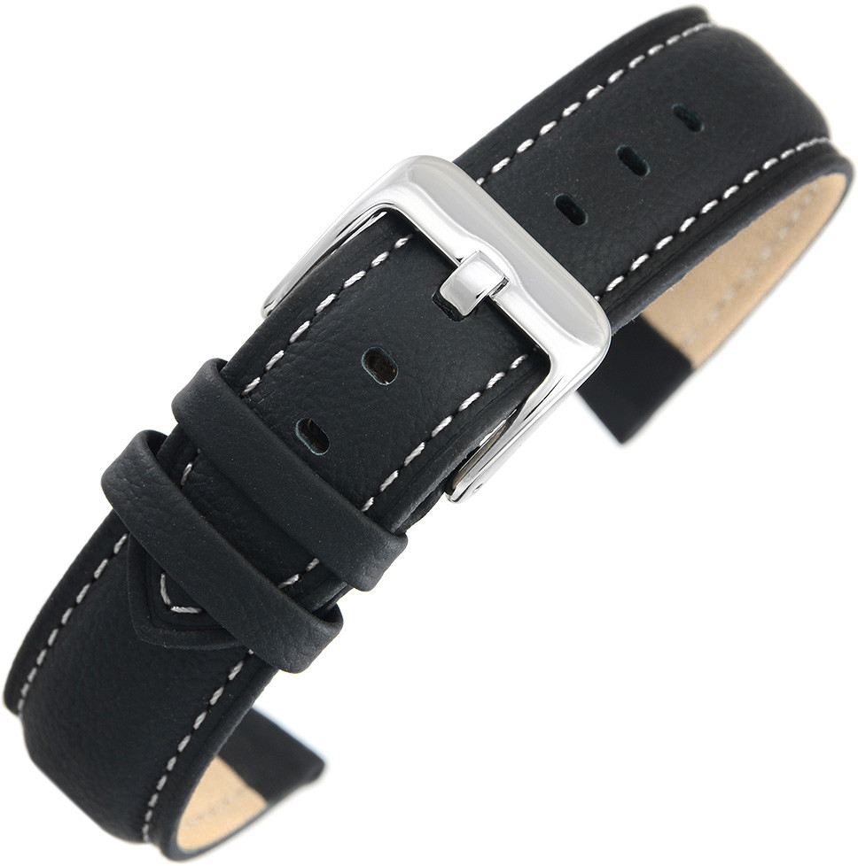 Bisset Pasek skórzany BS158 biała nić - 18 mm