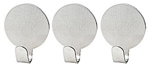Fackelmann 61340 haczyki do przyklejenia wykonana ze stali nierdzewnej, okrągły, 3 sztuki, srebrny, 3,7 x 3 x 3 cm 61340