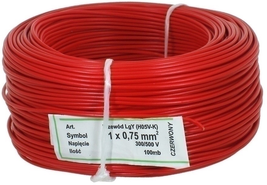Przewód LGY 1X0,5mm2 czerwony
