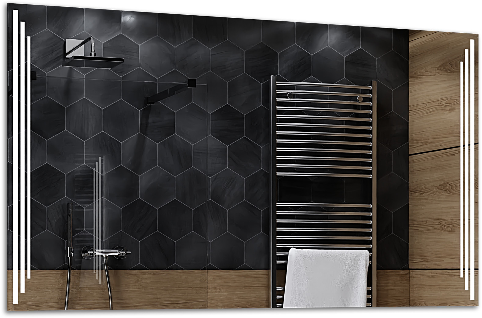 Alasta Lustro Łazienkowe z Podświetleniem LED - rozmiar 90x80cm - zimny kolor LED - Model Praga