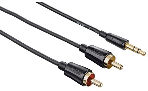 Hama kabel audio, 1,5 m (3,5 mm wtyczka jack-wtyczka na 2 X wtyk cinch-Stecker, wyjątkowo małe, Stereo, pozłacany) czarna 00181510