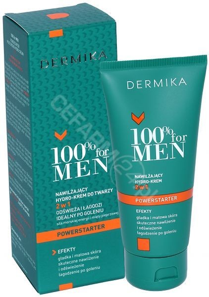 Dermika 100% for men nawilżający hydro-krem do twarzy 2w1 100 ml + Żel & Peeling & Maska 3w1 20 ml GRATIS ! | DARMOWA DOSTAWA OD 149 PLN!