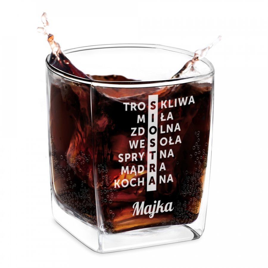 Murrano Szklanka do Whisky Grawer Krzyżówka dla Siostry SZC-041