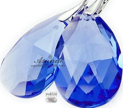 Swarovski Duże Kolczyki Medium Sapphire Srebro
