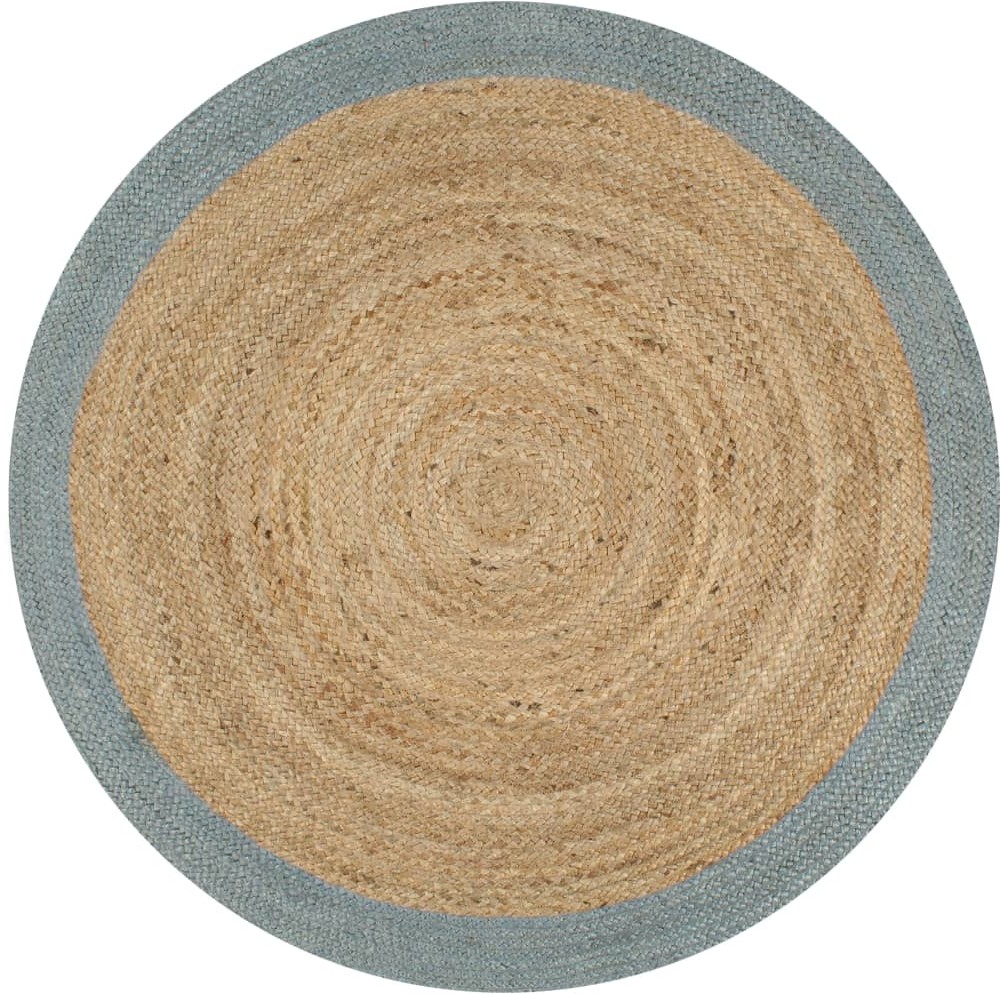 vidaXL Ręcznie wykonany dywanik, juta, oliwkowozielona krawędź, 150 cm