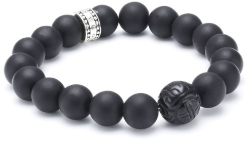 THOMAS SABO bransoletka Unisex, srebro standardowe 925, obsydian, srebro sterling próby 925, czarny A1085-023-11-M