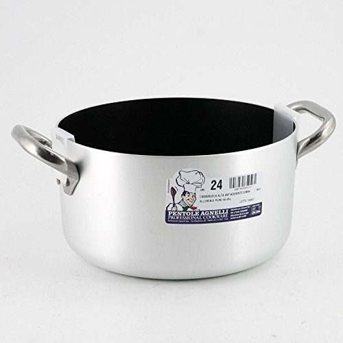 Pentole Agnelli Wysokość pentole agnelli linia aluminium 3 MM Platinum Platinum duszonych garnków z 2 uchwytami, srebrny/czarny, 20 cm ALSA104S20