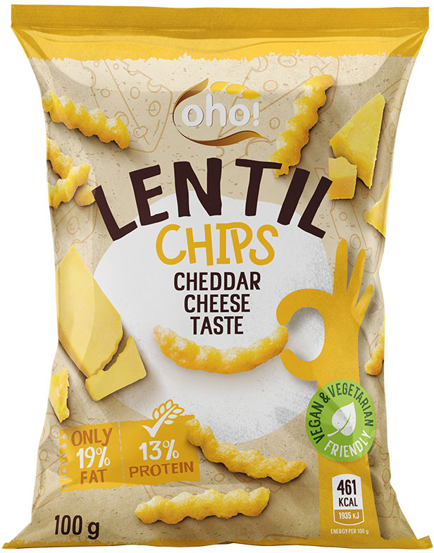 Naujasis Nevezis Chipsy z czerwonej soczewicy o smaku sera Cheddar 100 g