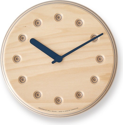 Lemnos Zegar ścienny Paper Wood Line 22 cm niebieskie wskazówki DRL19-07 NV