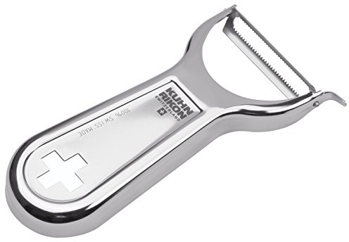 KUHN RIKON 22991 obieraczka do pomocnik kuchenny Swiss Metallic Piranha obieraczka do oszczędzania krzyż 22991