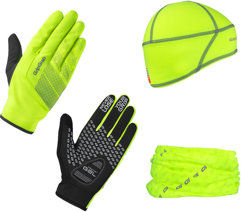 Gripgrab GripGrab Hi-Vis Cycling Essentials Zestaw podarunkowy 3-częściowy, yellow hi-vis M 2020 Czapki pod kask 901608015