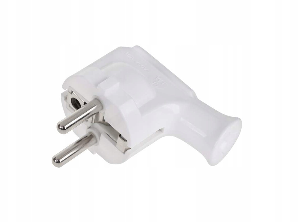 Wtyczka Kątowa Z Uziemieniem Unischuko Biała WT-35