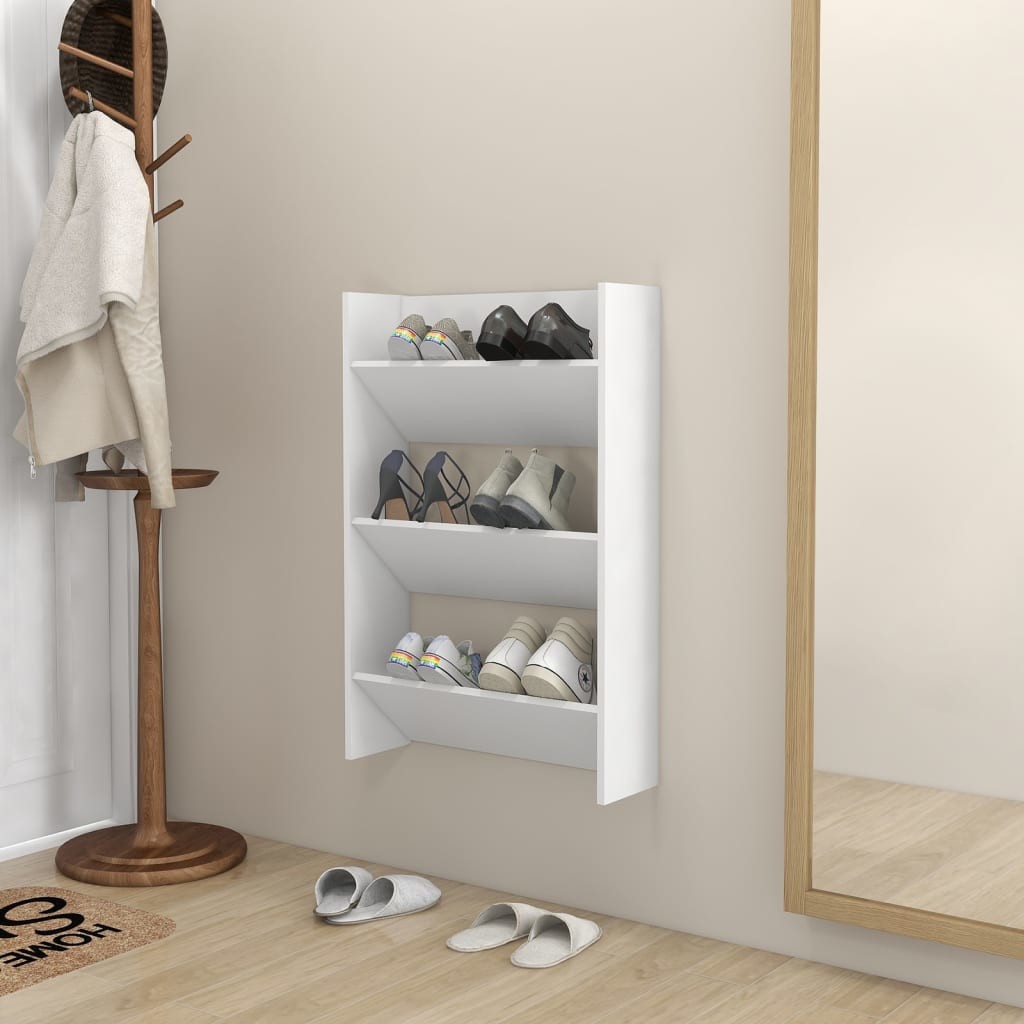 vidaXL Półka ścienna na buty, biała, 60x18x90 cm, płyta wiórowa