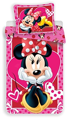 Jerry Fabrics Mickey & Friends Character dziecięca pościel z zamkiem błyskawicznym poszewka na kołdrę 140 x 200 cm i poszewki na poduszkę 70 x 90 cm, bawełna, Multicolored, 200 x 140 x 0.5 cm 17BS289