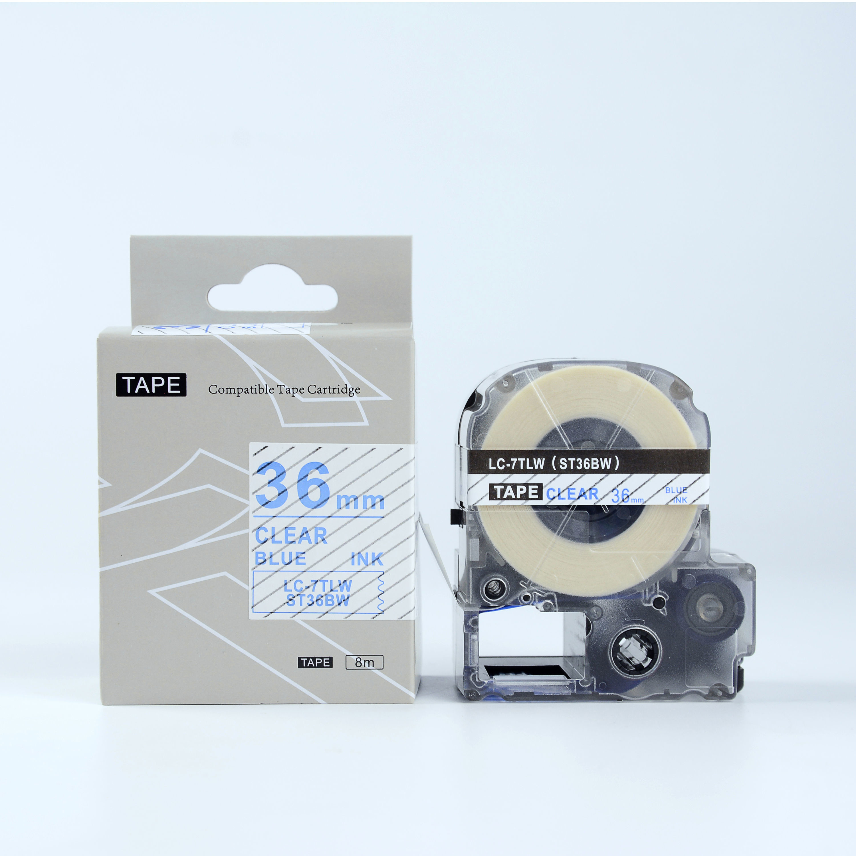 Epson LK-ST36BW, 36mm x 9m, niebieski druk / przezroczysty podkład, taśma zamiennik