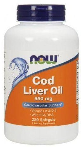 Now Foods Cod Liver Oil - Tran 650 mg (250 kaps.)