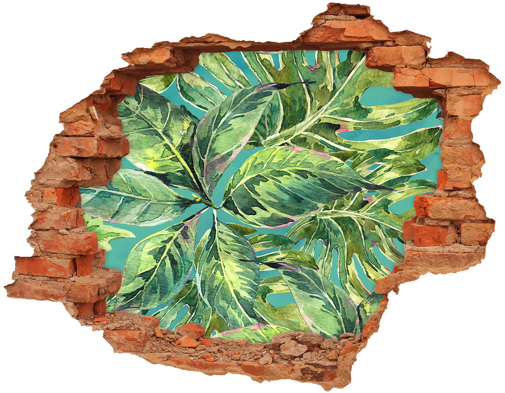 Wallmuralia.pl Naklejka 3D dziura na ścianę Tropikalne liście