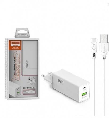 Somostel SOMOSTEL ŁADOWARKA SIECIOWA 2XUSB 36W + KABEL TYP-C CZARNA POWER DELIVERY SMS-A80 PD SMS-A80 TYP-C 2_407085