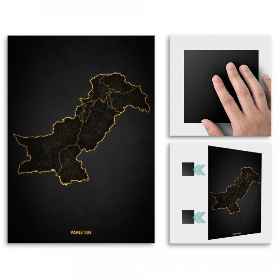 Pix4home Plakat metalowy Mapa City Lights Pakistan M POS-M-04272